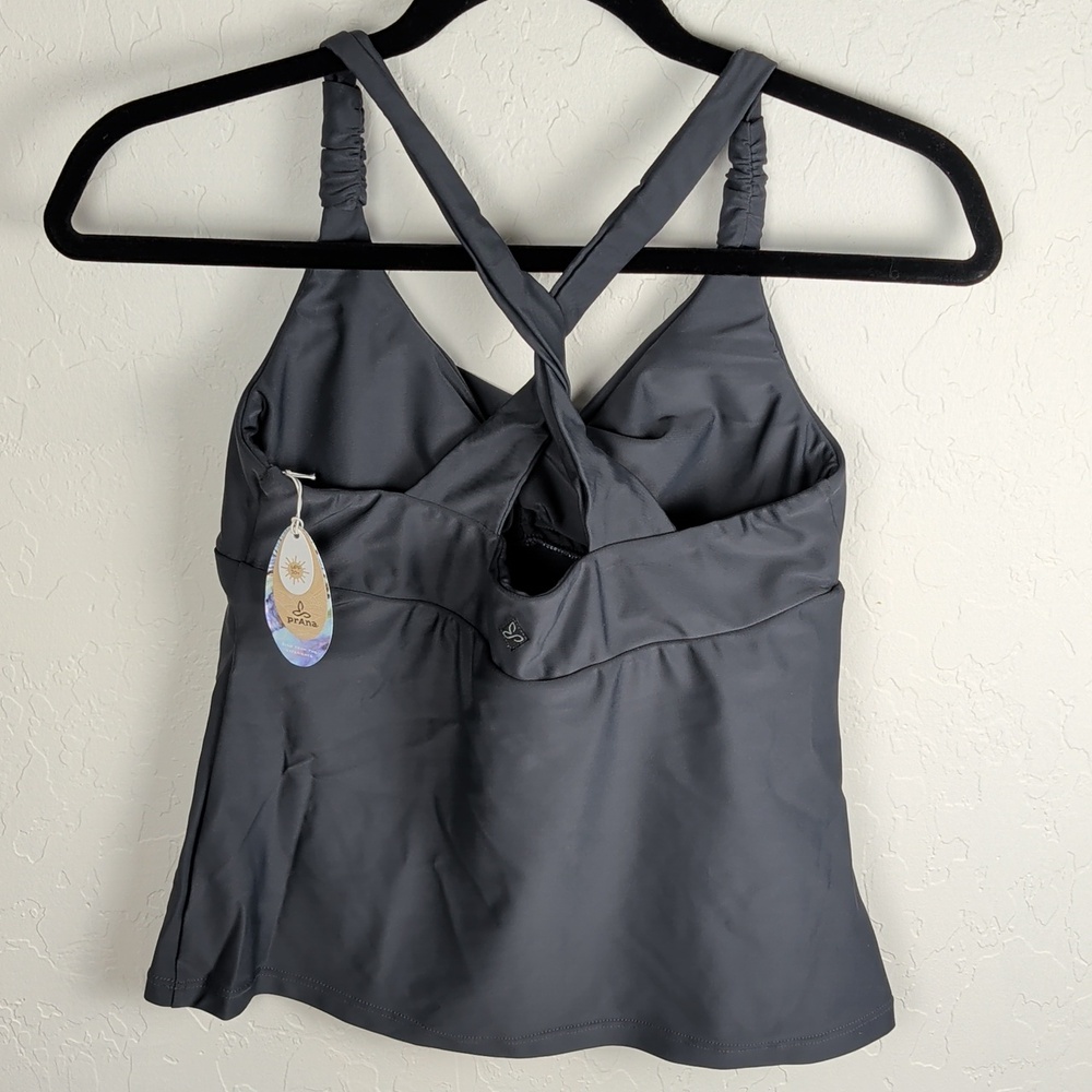 NWT prAna Manori Tankini Top Women's Size Small Swimsuit Top Coal W1MANO113 NEW - Picture 2 of 5